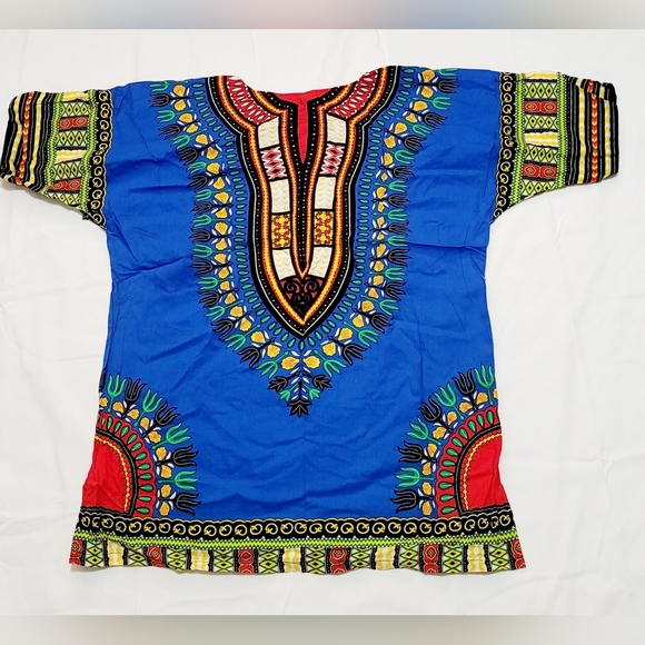 Western African Dashiki Tunic Top Size Medium In Blue Size: US Medium. - Picture 2 of 9